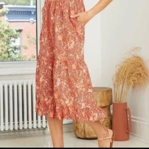 Universal Thread High Low Dress in Red Floral